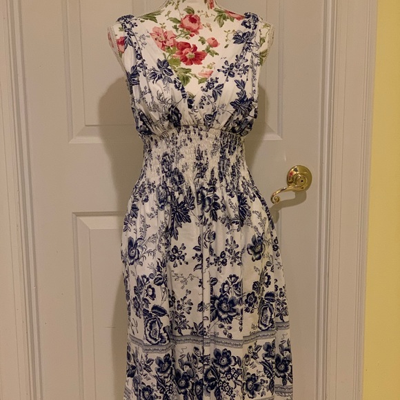 Oleg Cassini Bluewhite Toile Sundress 